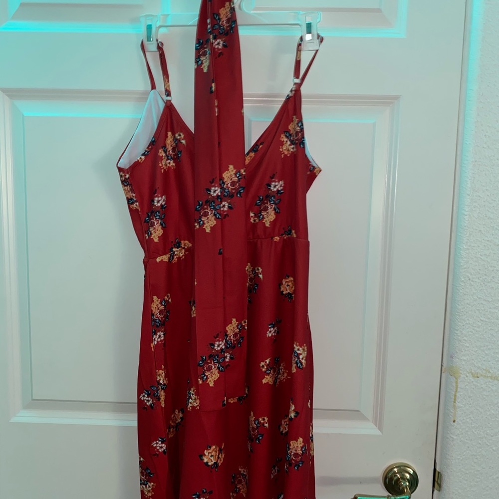 Red floral sundress